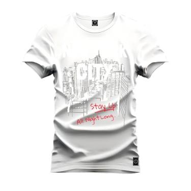 Imagem de Camiseta Casual Malha Confortável Estampada Nw York Cams Branco P