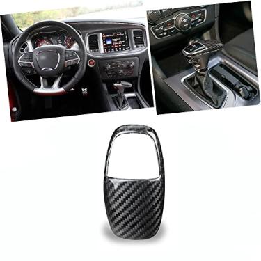 Imagem de HIBEYO Capa de cabeça de manípulo de câmbio de marchas de fibra de carbono para Dodge Challenger 2009 2010 carregador Viper carro controle manual acessórios de decoração - tampa superior (preto)