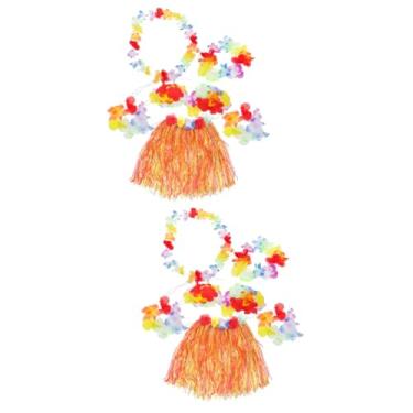 Imagem de Holibanna 12 Peças Colar Para Crianças Roupas Femininas Pulseira Acessórios Presentes Femininos Flor Traje Adulto Pulseiras De Festa Havaiana Tropical Hula-Dança Saia Lei Vestido