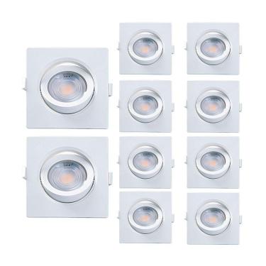 Imagem de Kit 10 Spot De Led Embutir Alltop Par20 Quadrado 7w Bivolt Taschibra 3000k Luz Quente