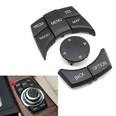 Imagem de Goodithy Capa de botão de controle multimídia CIC iDrive preta compatível com BMW 1 3 5 X1 X3 X5 X6 Series Console botão botão de substituição para BMW F20 F22 F30 F34 F36 F10 F02 F06 F25 F15 (modelo B)