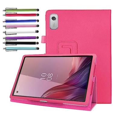 Imagem de elitegadget Capa para tablet Lenovo NOOK 9 polegadas / Lenovo Tab M9 (TB-310FU) - Capa leve de couro PU para Lenovo Tab M9 tela de 9 polegadas 2024/2023 + 1 Stylus aleatória (rosa)