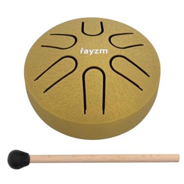 Imagem de Rayzm Tambor de língua de aço de titânio de bolso, 8 cm (3 polegadas) (8 cm) 6 tons A-Key Handpan tanque, mini tambor de mão, instrumento de percussão em escala pentatônica