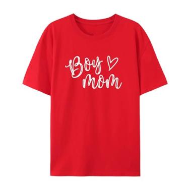 Imagem de Camiseta para mãe menino Love Mom Funny Graphics Shirt for Mother, Vermelho, P