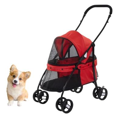 Imagem de GEPAS Carrinho de Passeio Carro Pet para Cães e Gatos, até 15 Kg, Vermelho