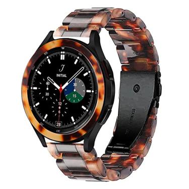 Imagem de Omter Pulseira de resina de 20 mm compatível com Samsung Galaxy Watch de 42 mm/Gear Sport/Watch 4 Classic de 42 mm + bisel (tom tartaruga)