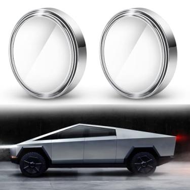 Imagem de ONKENTET 2 peças de espelho de ponto cego compatível com Tesla modelo 3 Y X S Semi Cybertruck ângulo retrovisor lateral ajustável HD à prova de chuva vidro convexo ponto cego universal carro caminhão