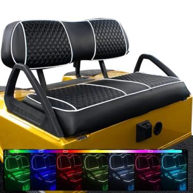 Imagem de NOKINS Capas de assento de carrinho de golfe com luz ambiente RGB kit de capa de assento para banco dianteiro DS de carro de clube, sem grampos, iluminação RGB para carrinho de golfe com capa de
