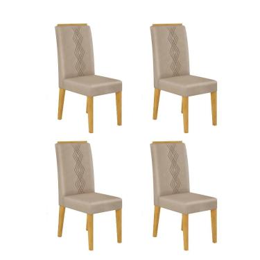Imagem de Conjunto com 04 Cadeiras Yasmin Cedro Veludo Kraft DJ Móveis