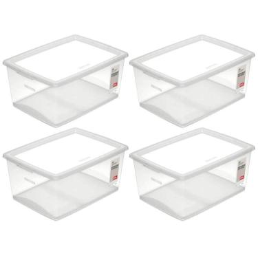 Imagem de Kit 4 Caixas Organizadoras com Tampa Click 30L Empilháveis d