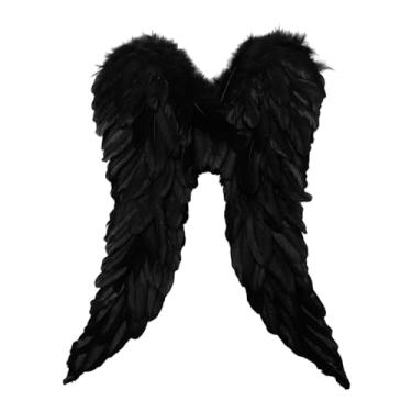 Imagem de Colaxi Asa de anjo cosplay asa de fada adultos leve asa de penas asa decorativa para festa favores foto adereços masquerade, preto