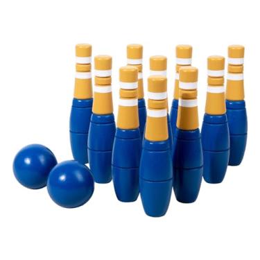 Imagem de Deevoka 10x conjunto de boliche de madeira mini pinos de boliche brinquedo educativo portátil crianças brinquedo de boliche gramado jogo de boliche para