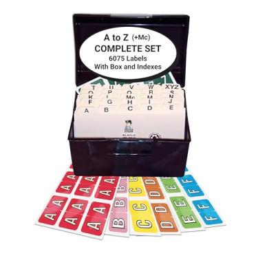 Imagem de Alphabet Labels for File Folders, A to Z plus Mc Complete Set with File Box and Indexes, Doctor Stuff, 225 Stickers of Each Letter, 6075 Labels, Barkley/Sycom FABKM - BRAM Series Compatible Stickers