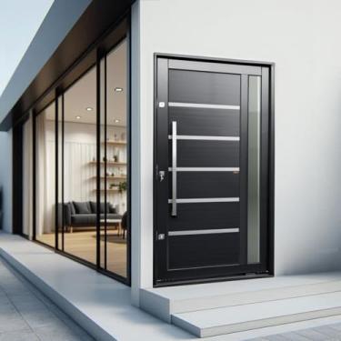 Imagem de Porta Pivotante Lambril Miraggio com Puxador Lado Esquerdo Elite 240cmx120cm Preto