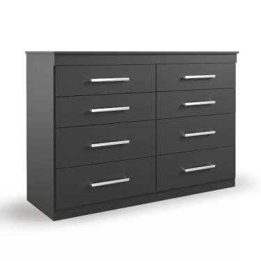 Imagem de Cômoda Grande Preto Com 8 Gavetas Para Quarto Espaçosa Reforçada