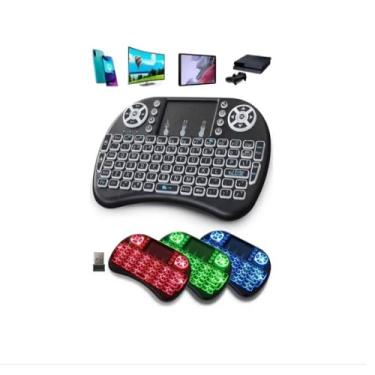 Imagem de Mini Teclado Bluetooth Sem Fio Wireless Touch Pad Led Iluminado Rgb Pc Notebook Smart e aparelhos Tv box (preto)
