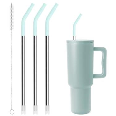 Imagem de Snowfall Canudos de metal de 31 cm para copo simples e moderno de 1,13 g, canudos de aço inoxidável extra longos reutilizáveis de substituição para copos Simply Modern de 1,134 g, copos de vidro de