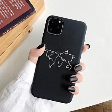 Imagem de Desenhos de mapas de aviões populares de luxo Capa de telefone para IPhone 13 11 Pro XR X Xs Max 7 6s Plus 12 mini capas de silicone macias com capa preta, BT22040, para iP7P ou iP8Plus