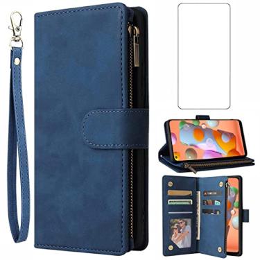 Imagem de Asuwish Capa carteira compatível com Samsung Galaxy A21S, protetor de tela de vidro temperado e capa flip de couro, suporte para cartão, acessórios de celular, capas para celular para Glaxay Galaxies