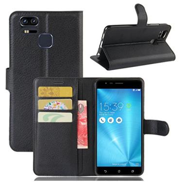 Imagem de Capa ASUS Zenfone 3 Zoom/ZE553KL, capa carteira flip de couro PU premium com compartimento para cartão, suporte e fecho magnético [capa interior TPU à prova de choque] compatível com ASUS Zenfone 3
