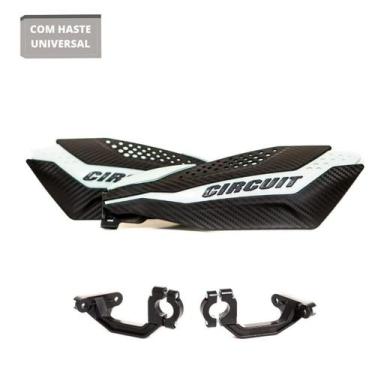 Imagem de Protetor de Mão Circuit - Dakar - Carbono e Branco - Modelo Universal 