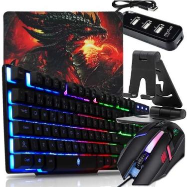Imagem de Kit Mobilador Para Celular Gamer Com Tripe Mouse Teclado Led - Evolut