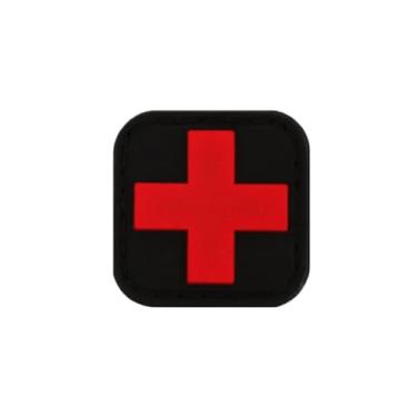 Imagem de Ruoming Ruoming 1 peça exterior 3D PVC borracha macia cruz de emergência médica, emblema de gancho de resgate, emblema de moral, acessório DIY (preto 1)