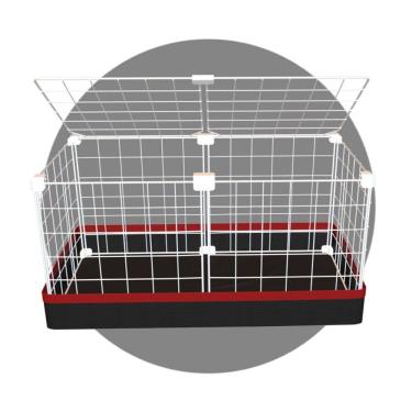 Imagem de Cercado para Porquinho da Índia Coelho 30x60cm Branco com Teto e Tapete Higiênico Fácil Limpar