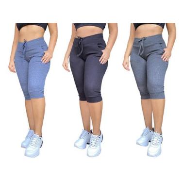 Imagem de Kit 3 calças corsarios feminina cintura alta elastano - Carolina Moda,