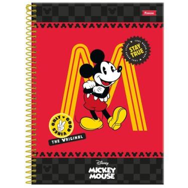 Imagem de Caderno Mickey Mouse Disney Espiral 1 Matéria 80F Escolar, Preto/Verme