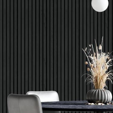 Imagem de Papel De Parede Ripa Auto Colante Vinilico Ripado De Madeira Preto Lav