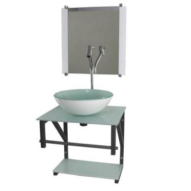 Imagem de Gabinete de vidro para banheiro 40cm ac slim full com espelho - Cubas 