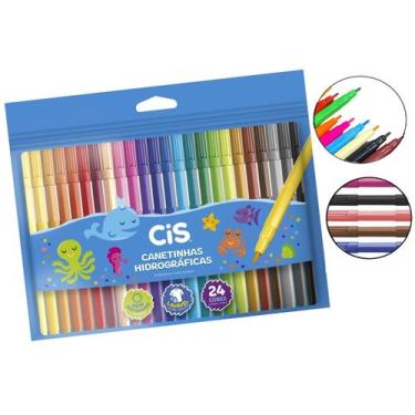 Imagem de Canetinha Colorida Hidrográfica Com 24 Cores Cis