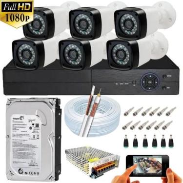 Imagem de Kit Cftv 6 Câmeras Segurança Hd 2mp Dvr 8 Canais Hd 500 Gb - Protec