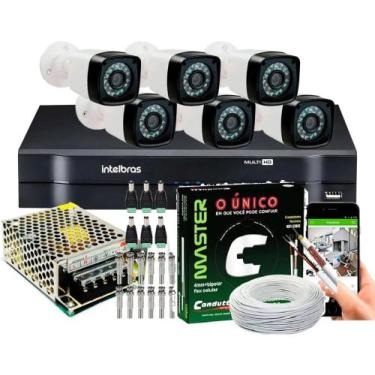 Imagem de Kit Cftv 6 Cameras Segurança 1mp Hd Dvr Intelbras 8ch Full Hd Ip
