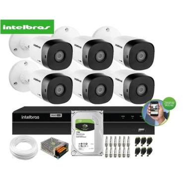 Imagem de Kit Intelbras 6 Cam 1120b 20m E Dvr Mhdx 08ch C/hd 1tb
