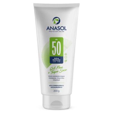Imagem de Protetor Solar Anasol FPS 50 Oil Free e Toque Seco 200g, Branco, Suave