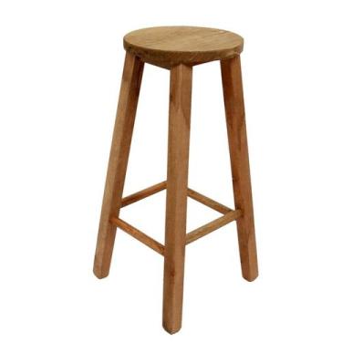 Imagem de Banqueta de Madeira Com Cera - Alta Sem Encosto - Redonda - Veneri  (V