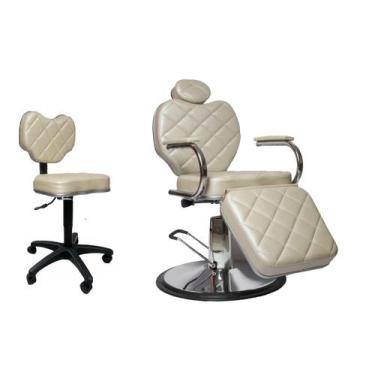 Imagem de Cadeira Reclinável Ana Para Maquiagem + Mocho + Lombar - Bethel Moveis