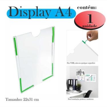 Imagem de Display A4 Expositor Porta Folhas Quadro Avisos Parede Petg - Indústri
