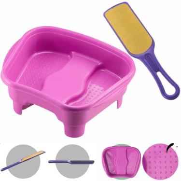 Imagem de Kit Bacia para Pés Pedestal + Lixa Dupla face Pedicure Salão de Beleza