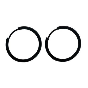 Imagem de Brinco Masculino Feminino Argola Aço Inox preto 16mm 1 par - HHW, Pret