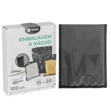 Imagem de Embalagem a Vácuo 15x20cm - 100 Unidades Gofrada Preta em Sacos Pré-Fo