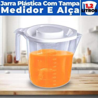 Imagem de Jarra de Suco Água Refri Tampa Alça Medidas Plástico 1,2 L - Usual Uti