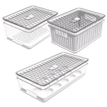 Imagem de Kit 2 Organizador De Geladeira + Porta Ovos 15 Unidades - Crippa