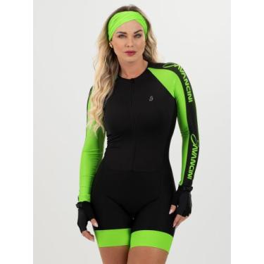 Imagem de Macaquinho De Ciclismo Feminino - Forro GEL - Manga Longa Impulse Verd