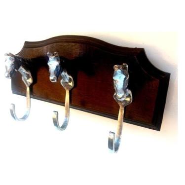 Imagem de 3 Gancho Decorativo Cavalo Parede Aluminio Cabideiro/madeira - fundite