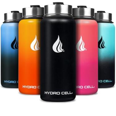 Imagem de HYDRO CELL Garrafa de água isolada de aço inoxidável com canudo - para bebidas frias e quentes - Frasco de metal a vácuo com tampa de rosca e garrafa térmica esportiva moderna à prova de vazamento