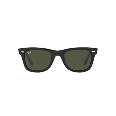 Imagem de Ray-Ban Óculos de sol quadrados RB2140F Wayfarer Low Bridge Fit Original, Preto/Verde X, 52 mm