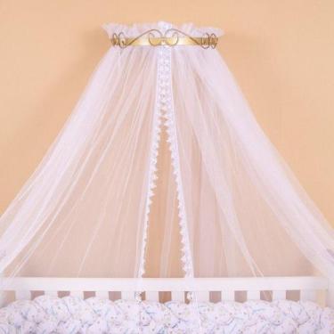 Imagem de Mosquiteiro Berco Bebe Com Dossel Rococo Lateral Dourado - Amora Casa